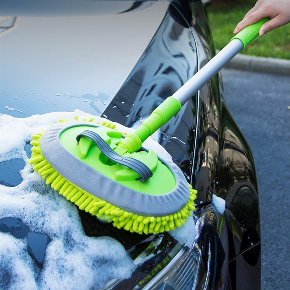 WSJTT Microfiber Car Duster Exterior Interior Cleaner Cleaning Kit with Long Retractable Handle