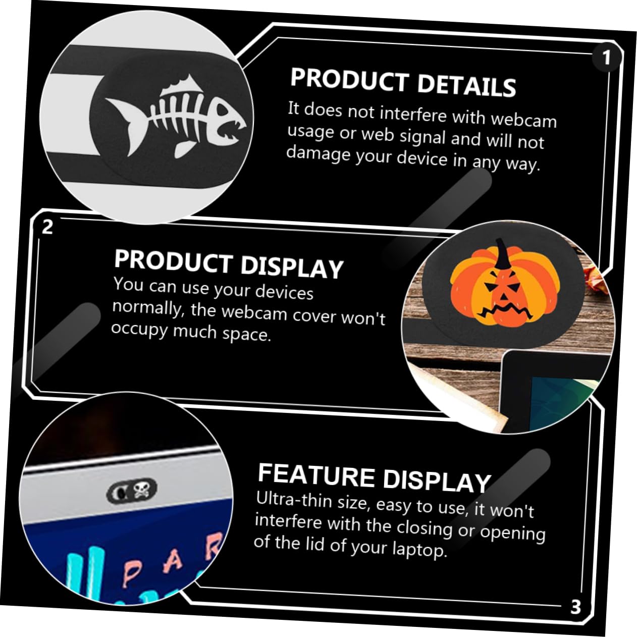 Artibetter 24piezas Funda De Cámara Web De Halloween Protector De Privacidad para Dispositivos Móviles y Tablets Diseño Único y Divertido para Seguridad Línea