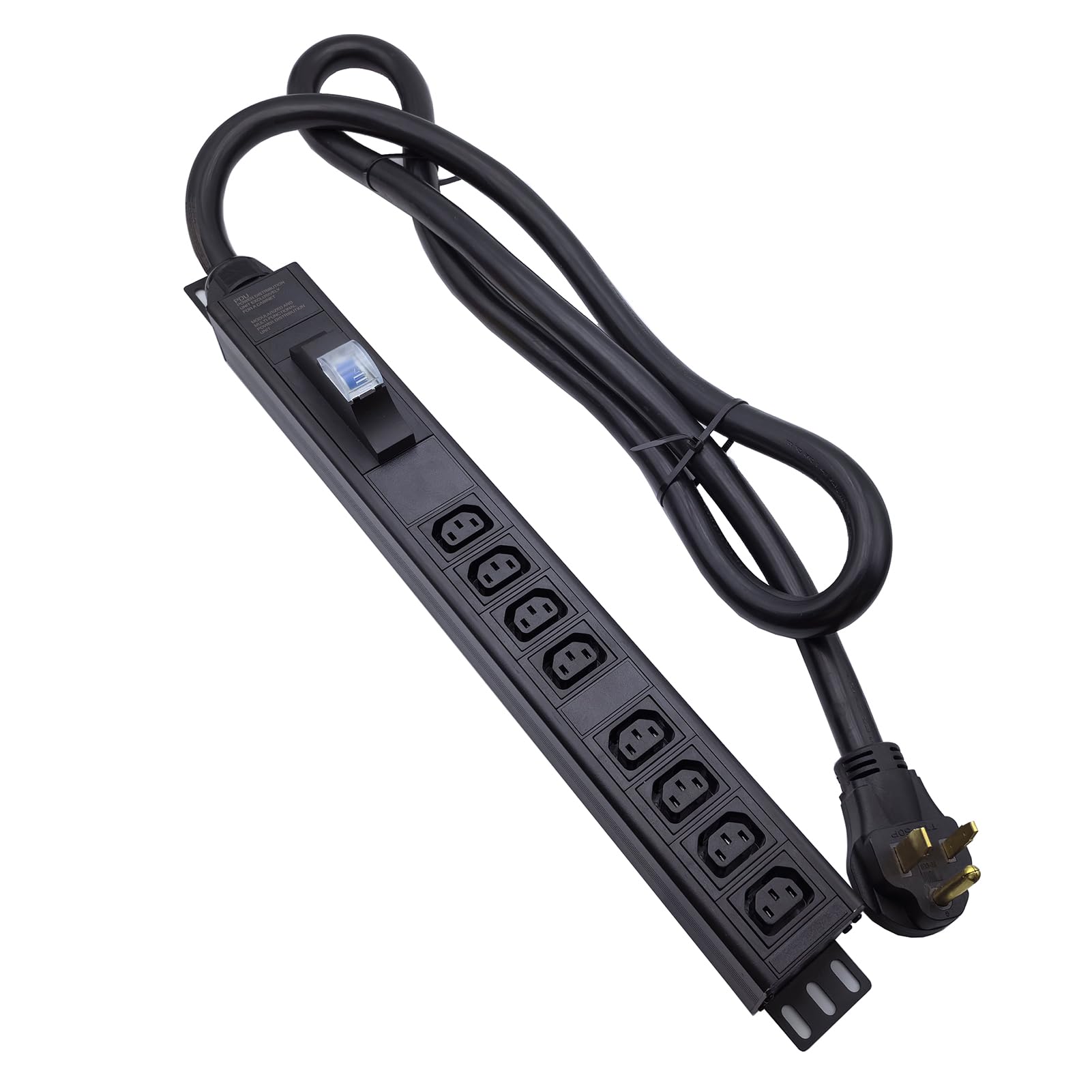 Photo 1 of L6-50P 50 Ampere Rack Mounted PDU Power Socket with 8-Position C13 Socket Output Circuit Breaker Protection, Aluminum Alloy Shell 6-Foot 8AWG Cable (C13-08-S)