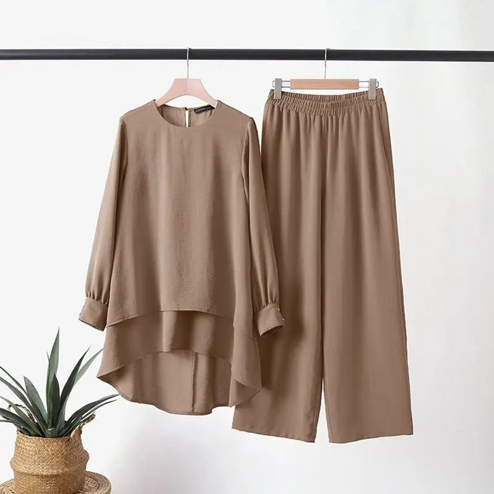 Muslimische Kleider für Damen 2 Teiler Corban Ramadan Outfit Langarm Oberteile Robe Und Hosen Dubai Türkisches Naher Osten Arabisch Islamische Kleidung