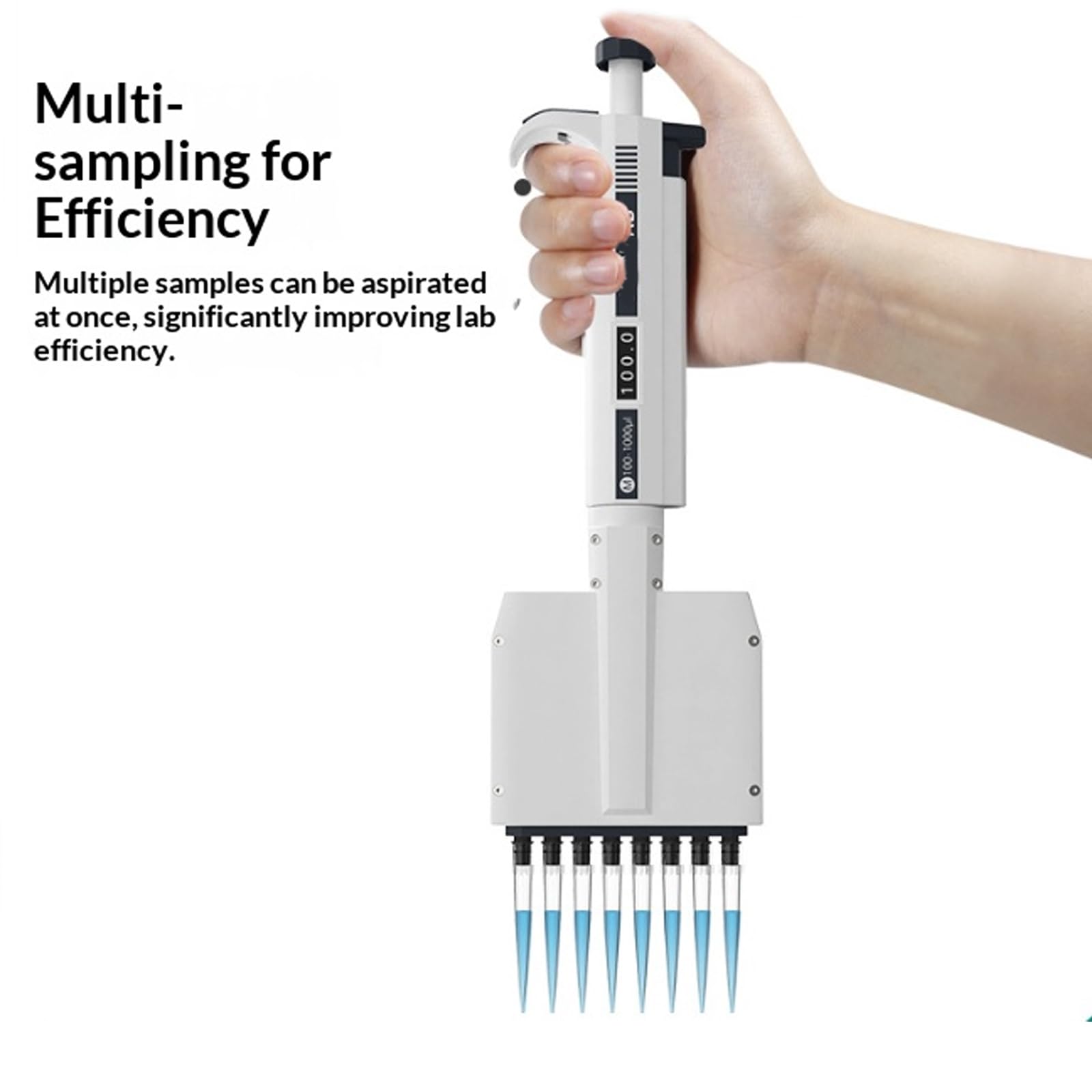 Mikropipette, 8 K, 10 μL Bereich, Präzisionskopf mit 360° Drehung und digitaler Volumenanzeige für genaue Flüssigkeitsprobenabgabe im Laboreinsatz