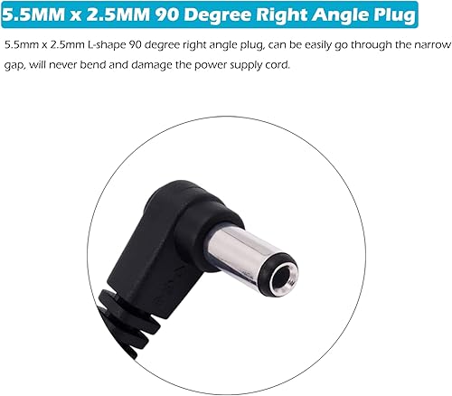 Miniatura 2 de Fancasee (2 unidades de 6 pies) de repuesto de 0.217 in x 0.098 in, 90 grados en ángulo recto, alimentación CC, enchufe macho a cable desnudo, cable