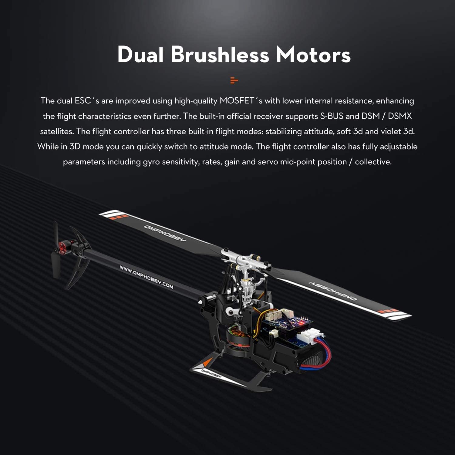 Buy OMPHOBBY M1 RC Helicopters Dual Brushless Motors DirectDrive 3D