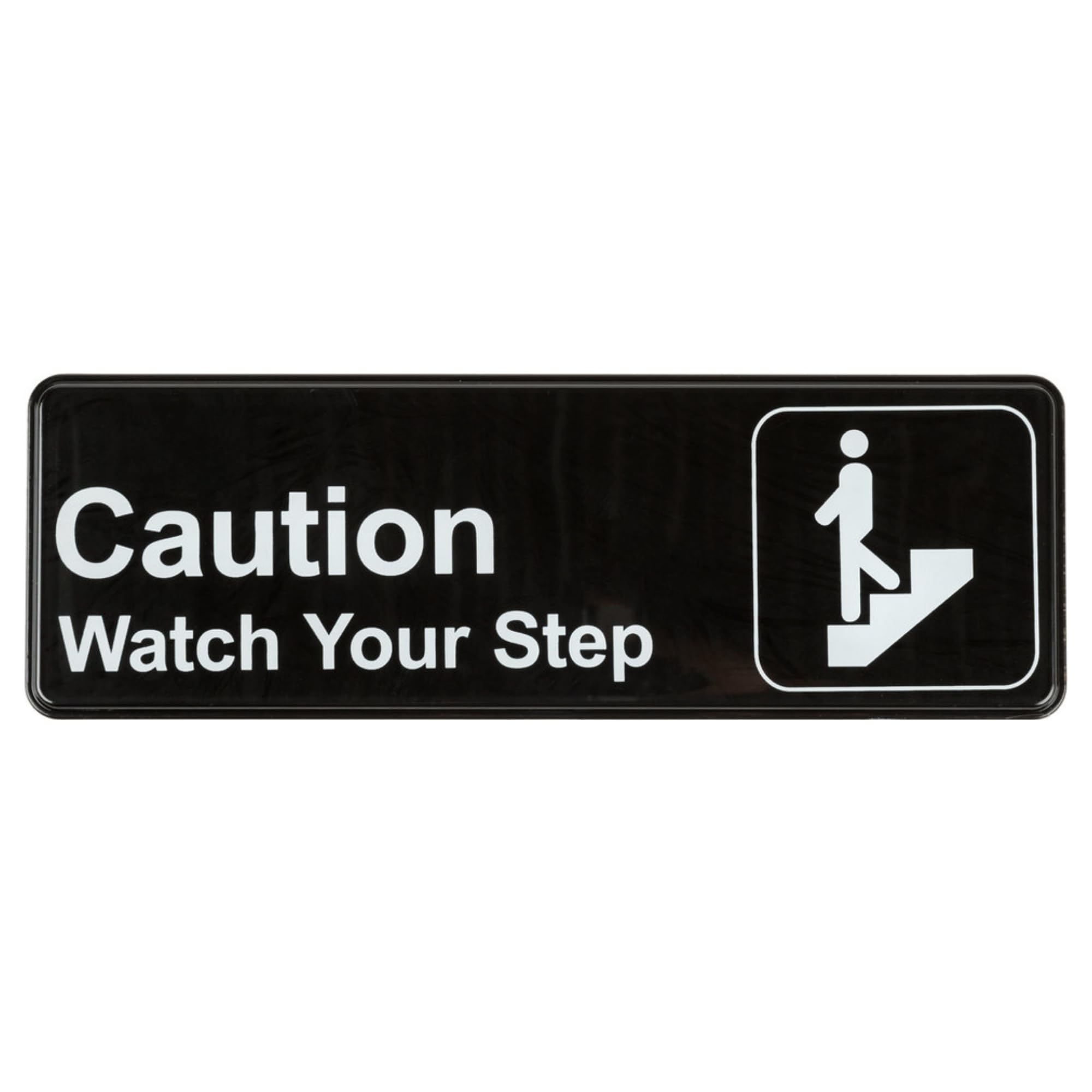 Knupp Co. Caution Watch Your Step Sign w/Adhesive Back- 9"X3" - Black and White - Business Restaurant Signage for Stairs and Uneven Flooring