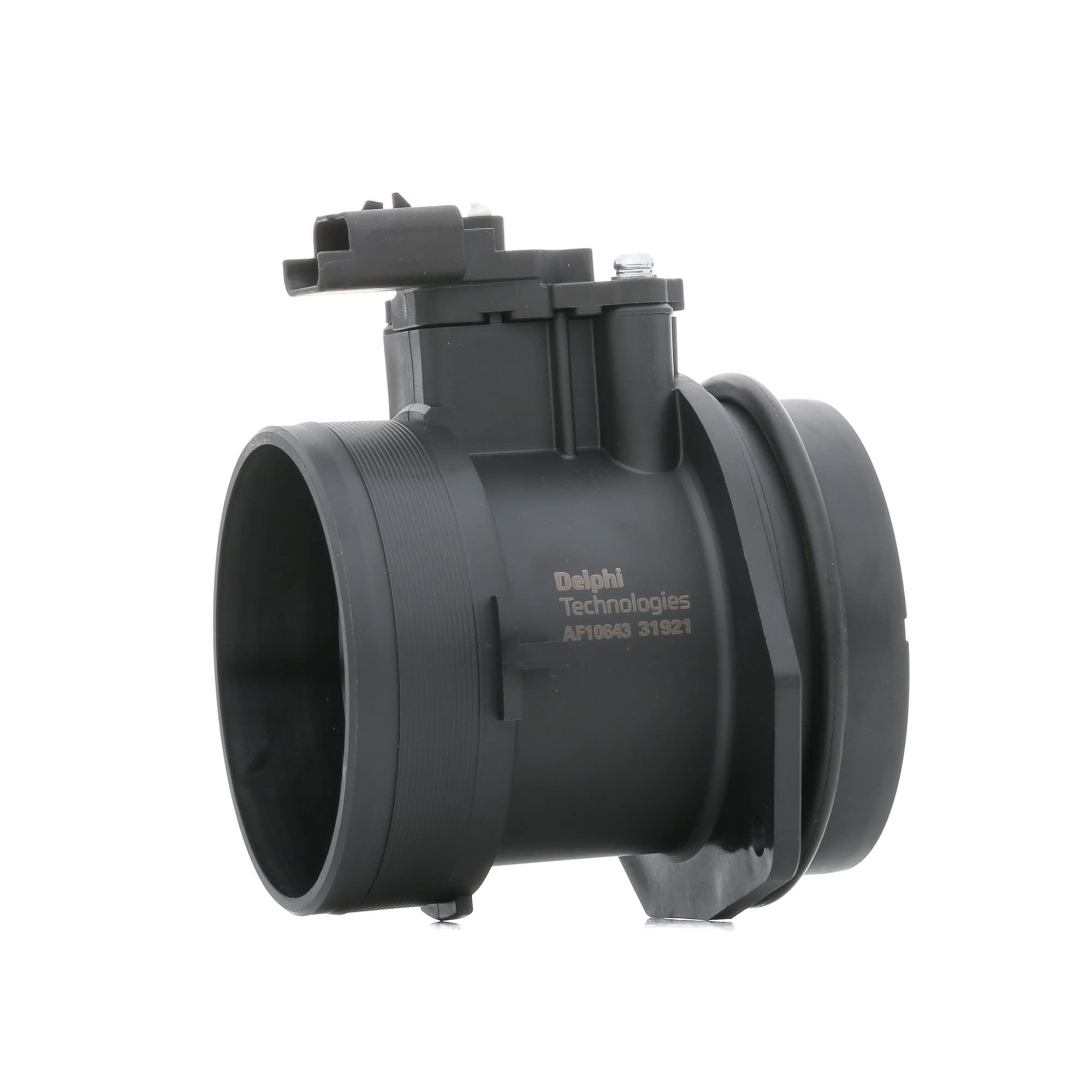 DELPHI Débitmètre d'air Nombre de contacts enfichables: 4 12V avec boîtier AF10643-12B1 Compatible avec PEUGEOT 308 II 3/5 portes LB, LP, LW, LH, L3 3008 I 0U 5008 I 0U, 0E, CITROËN