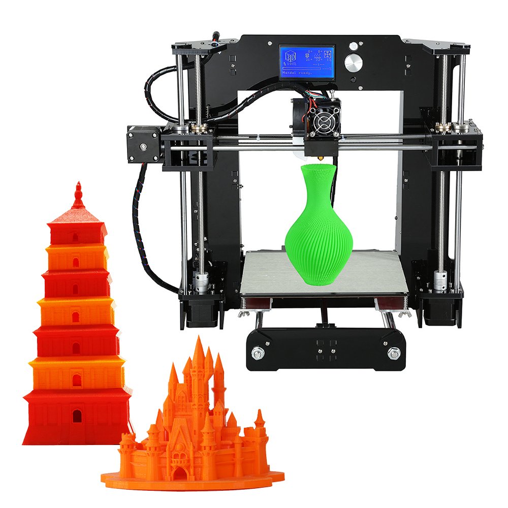 Anet A6 High Precision Big Size Desktop 3D Printer Kits Reprap i3 DIY Self Assembly LCD Screen with 16GB SD Card Printing Size 220*220*250mm Support ABS/PLA/HIP/PP/Wood Filament