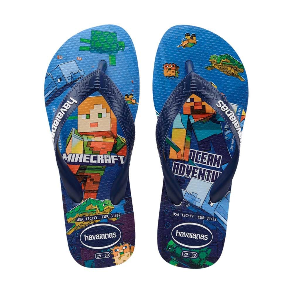 Havaianas Kids Minecraft Boys FlipFlop White 10/11 UK Child