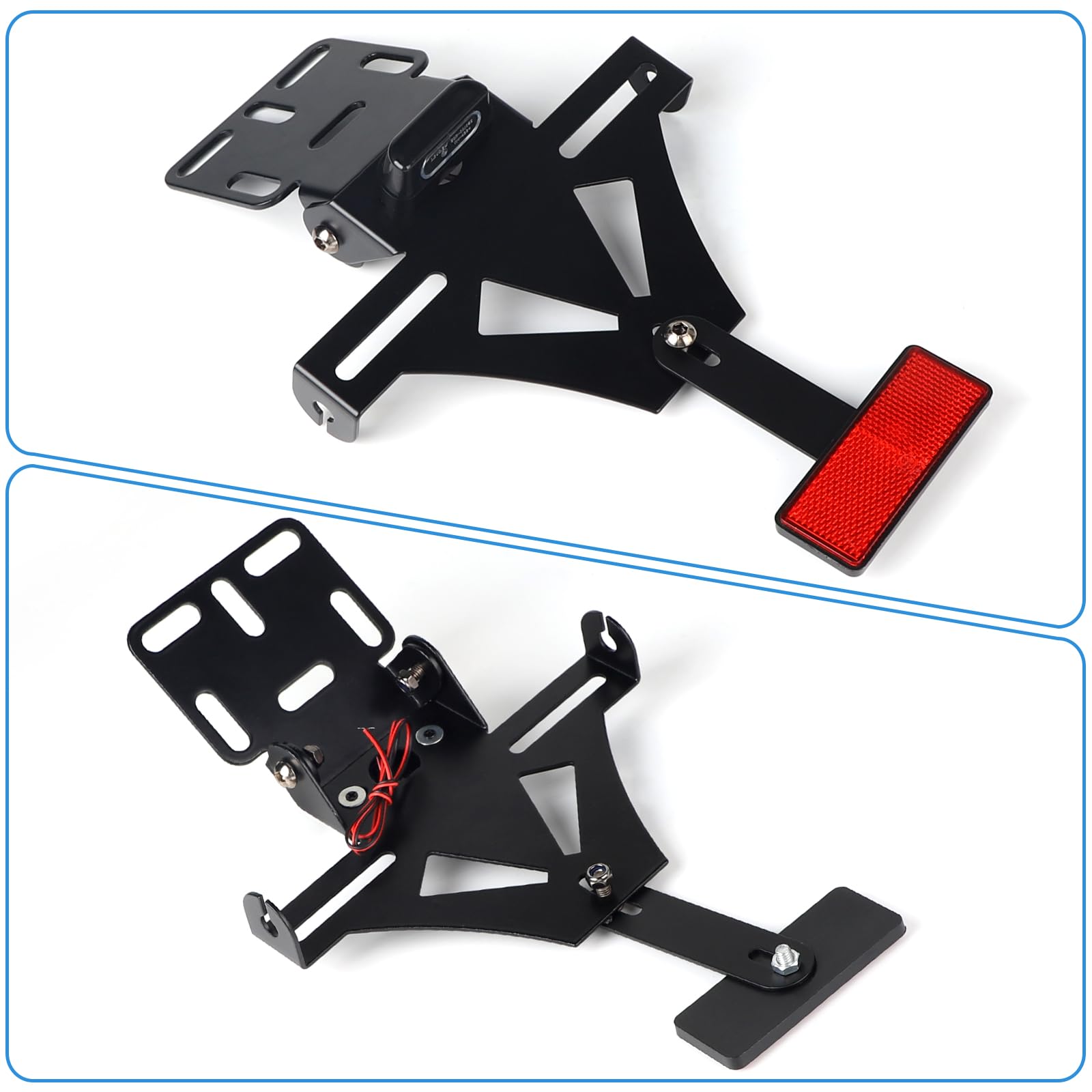 DBREAKS Staffa Portatarga Moto, Portatarga Moto In Lega Di Alluminio, Portatarga per moto ad Angolo Regolabile con illuminazione targa, compatibile con la maggior parte dei modelli di moto comuni