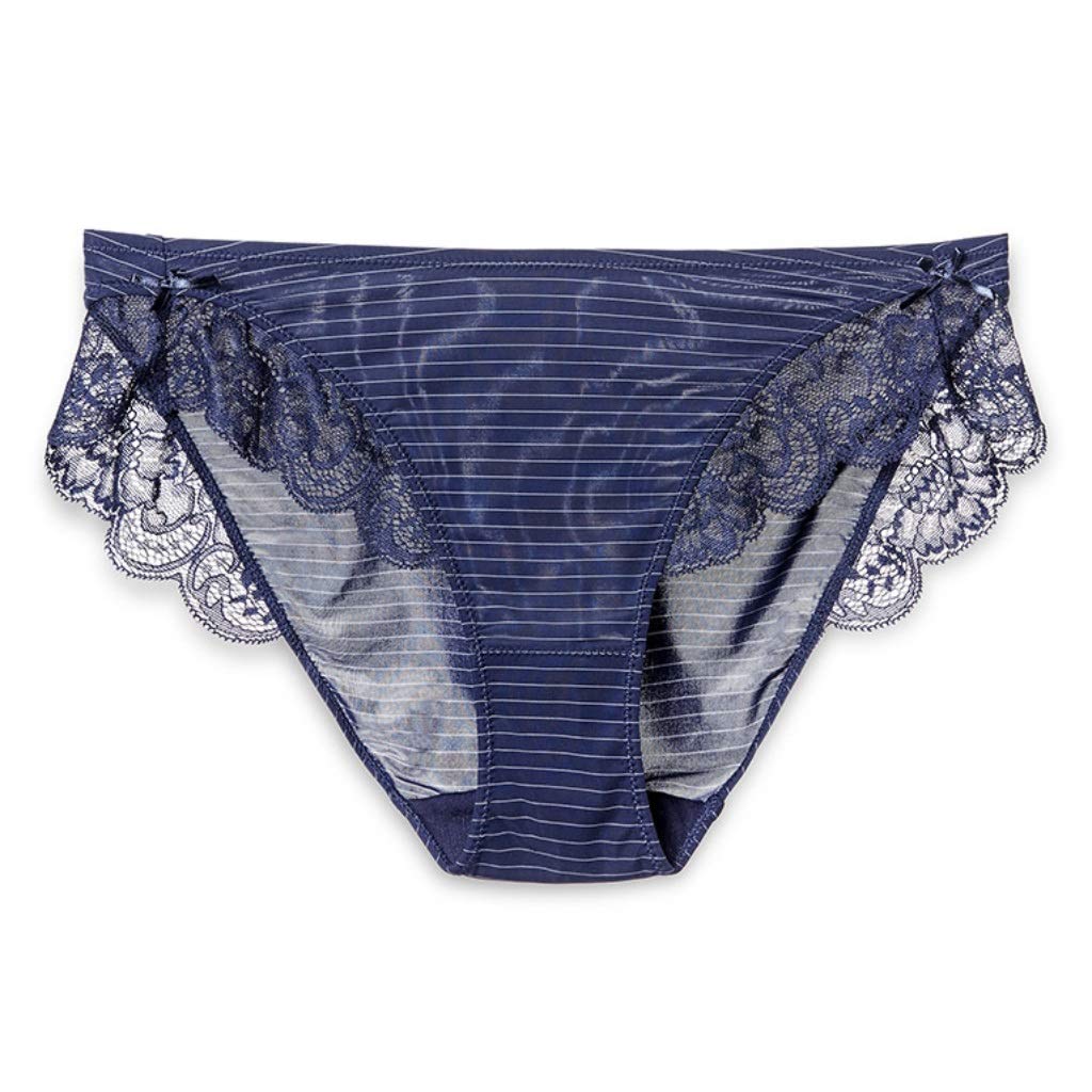 Culotte en dentelle à rayures bleue respirante et invisible sous les vêtements