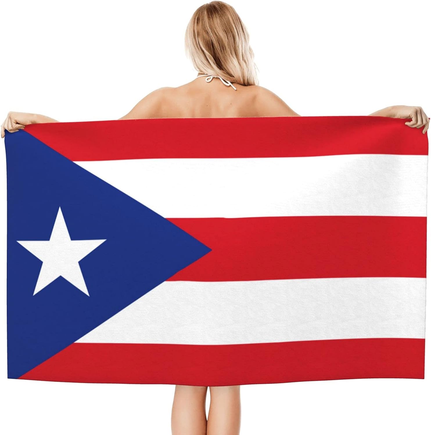 Microfiber Beach Towel Watercolor Colorful Puerto Rico Flag
