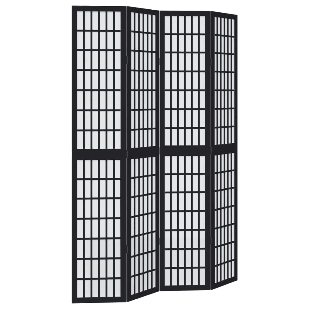B&Q -  Room Divider 4 Panels Black Solid Wood Paulownia
