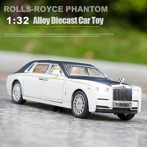 Miniatura 2 de Carros de juguete de metal de Rolls-Royce Phantom, escala 132 Rolls-Royce modelo de autos fundidos a presión con puerta, sonido, luz, tira hacia
