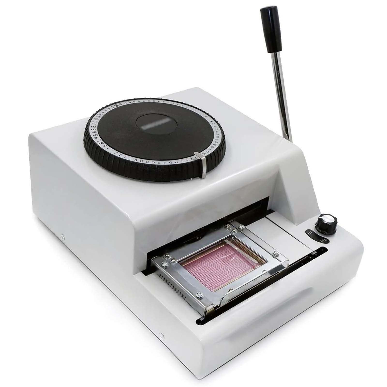 FHRKA Manual Dog Tag Stamping Machine, 72-Character Metal Code Printer, 2-Gear Kerning Adjustable, Heavy-Duty Embossing Tool