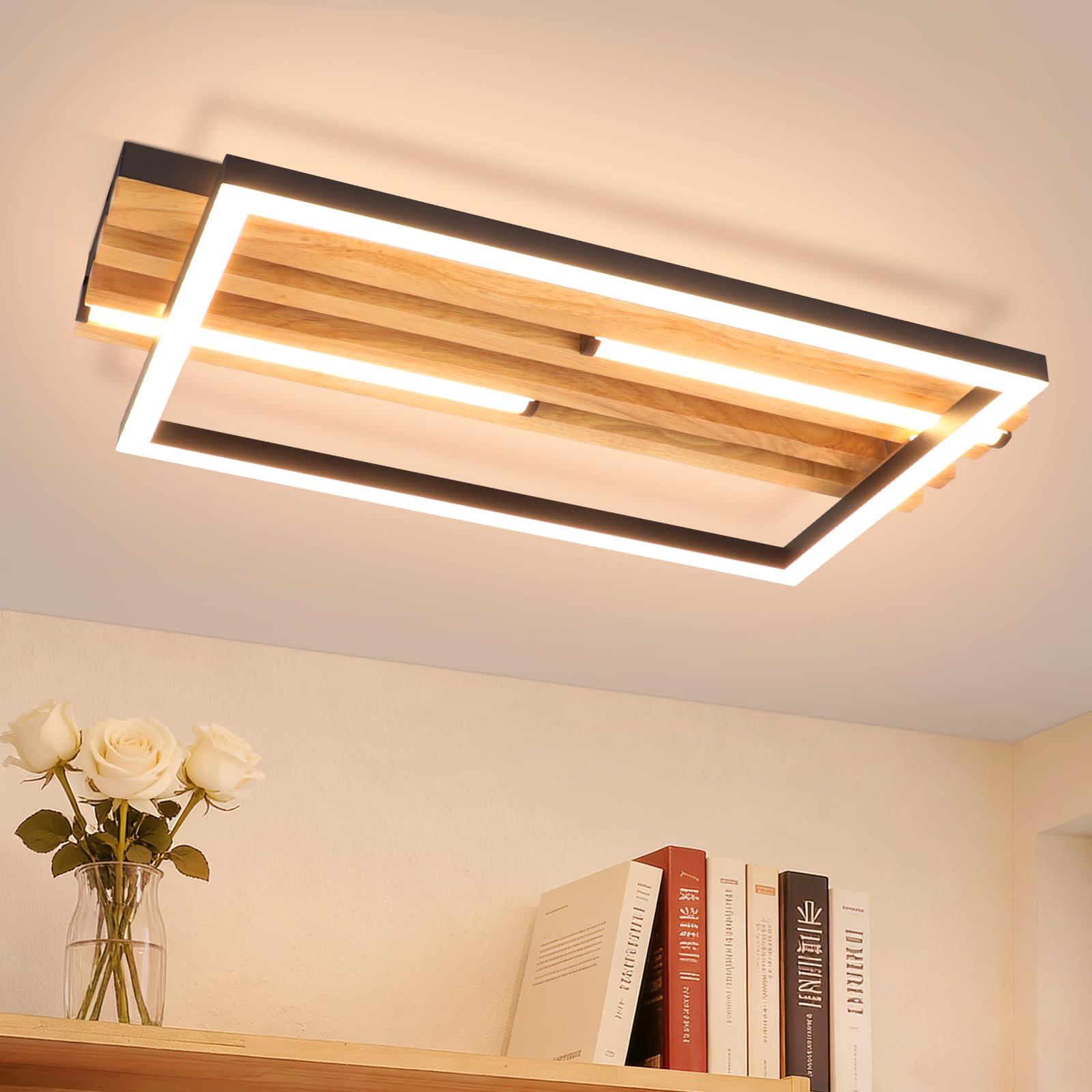 GBLY LED Deckenleuchte Holz Deckenlampe