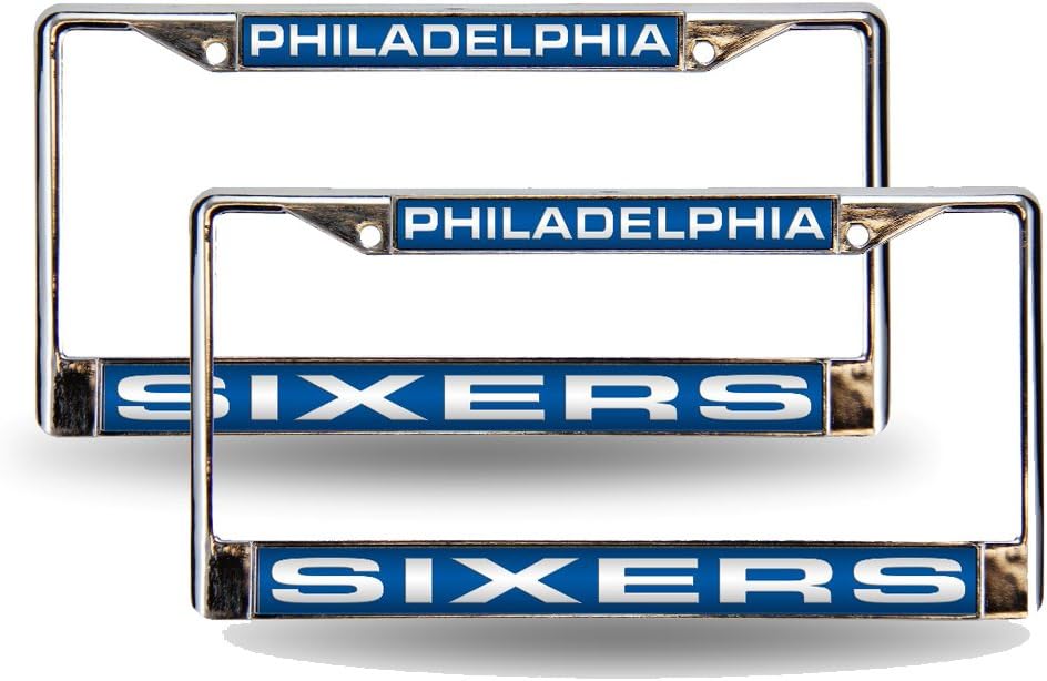 Philadelphia 76ers Blue NBA Chrome Metal Laser License Plate Frame - Set of 2 Frames