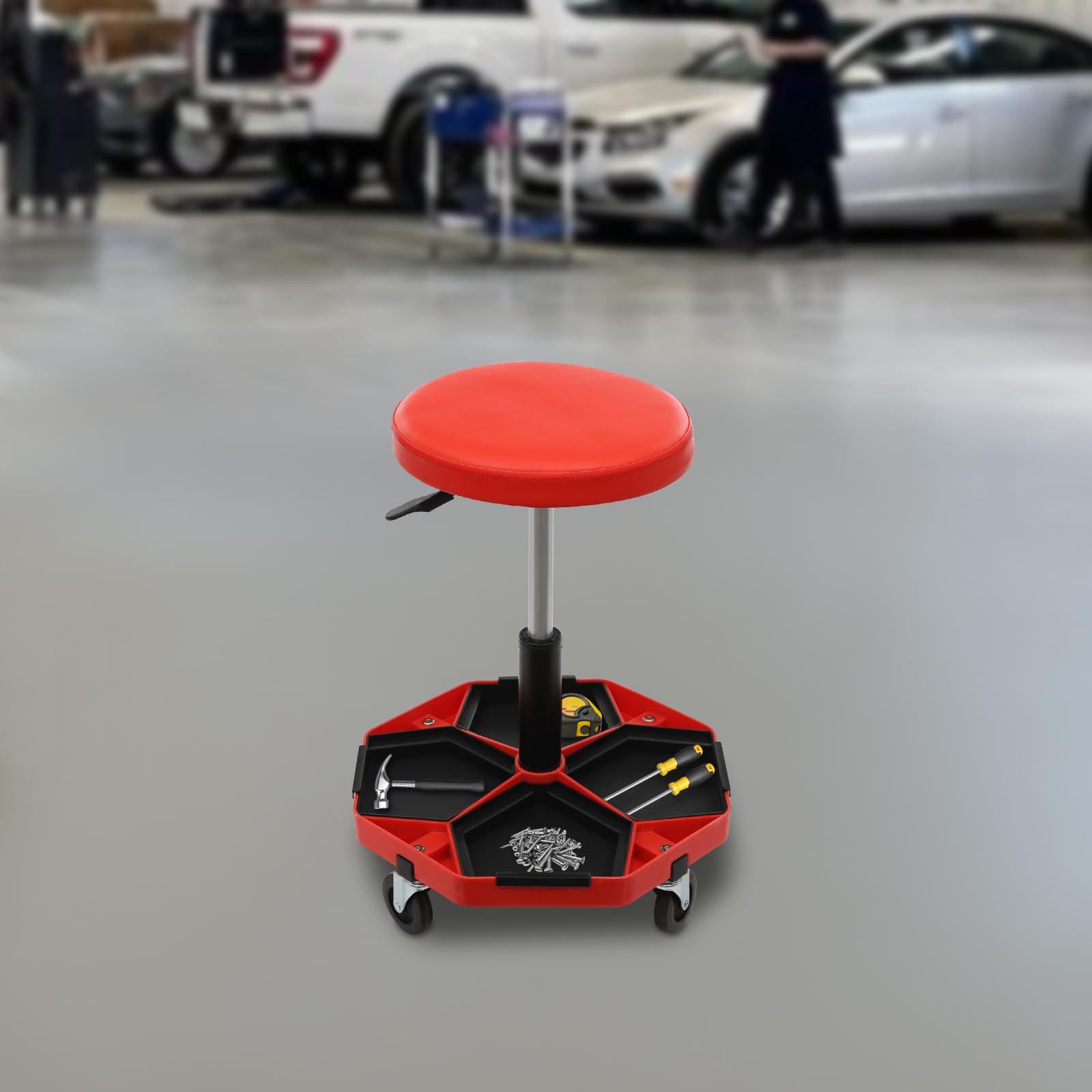 Treeisland Sgabello da officina con ruote, regolabile in altezza, per officina, officina