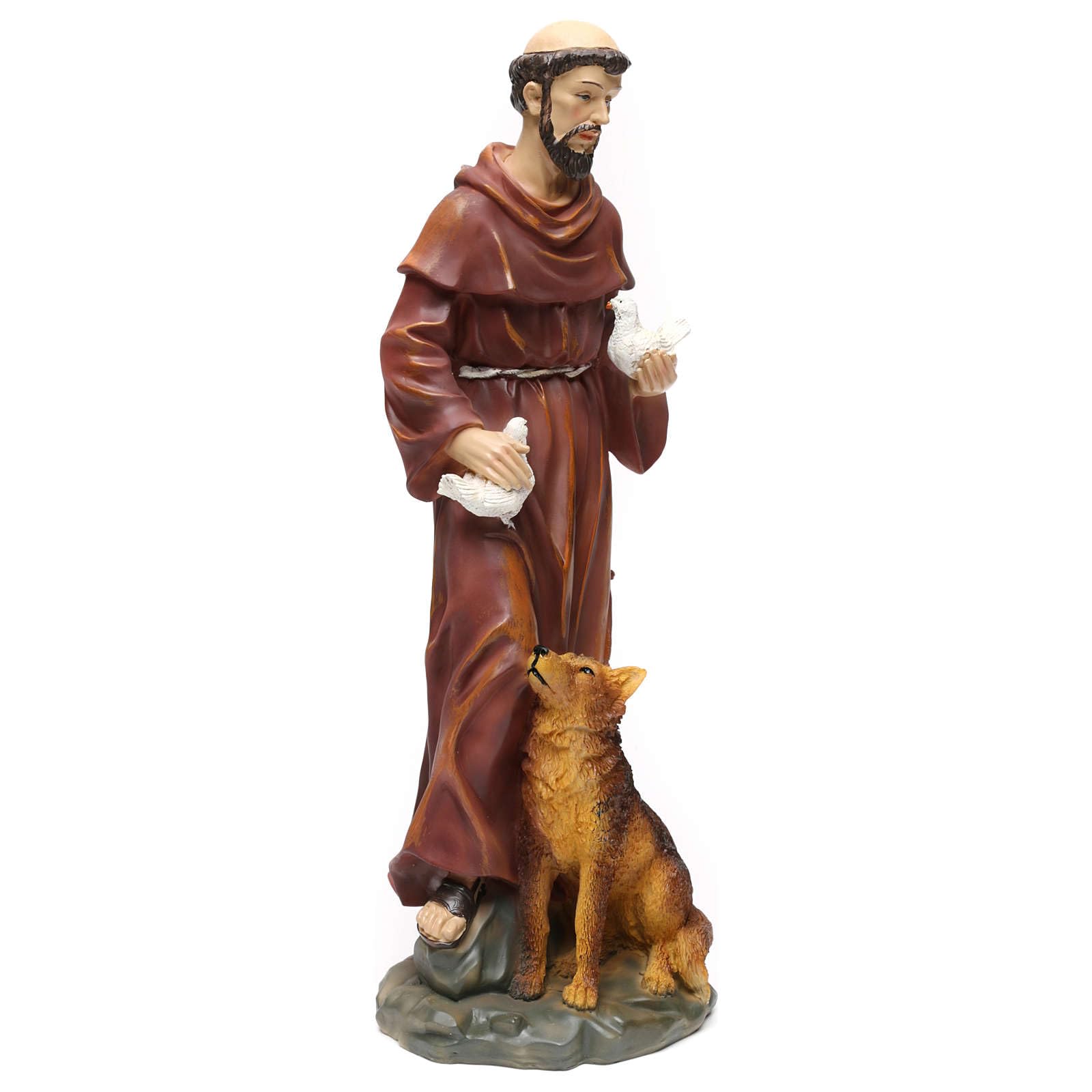 Holyart Statue in resina e PVC: San Francesco con lupo 50 cm resina