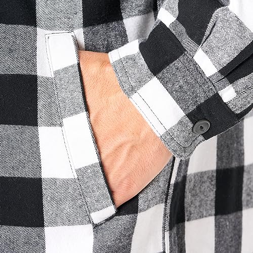 Image of Smith's Workwear Men's Sherpa-Lined Hooded Flannel Shirt-Jacket