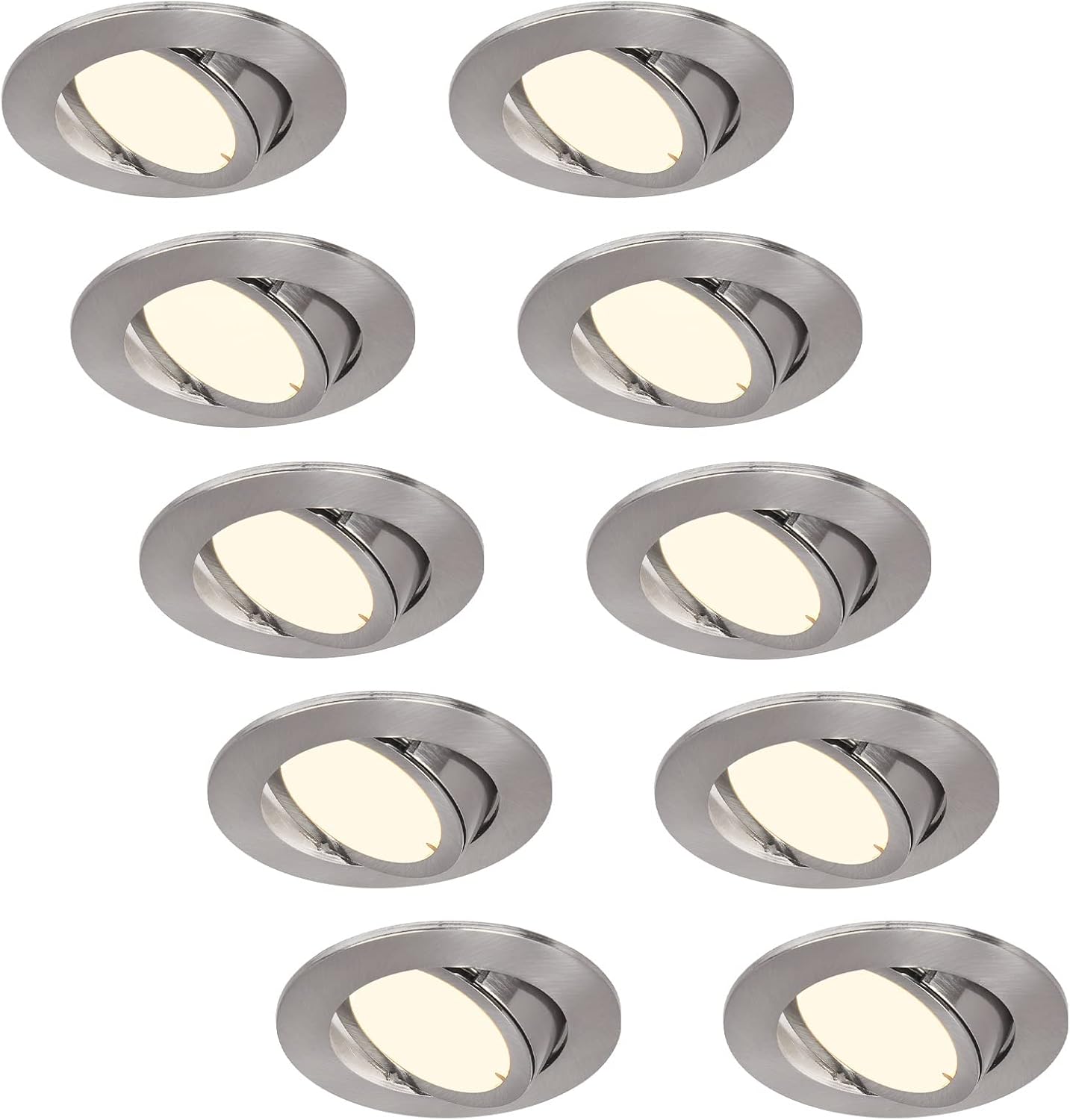 HCFEI Set of 10 LED Recessed Spotlights Dimmable Matte Chrome