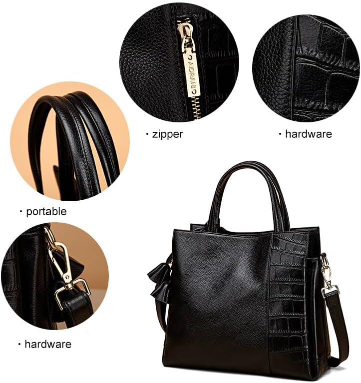Genuine leather crocodile pattern women's handbag with large capacity cowhide one shoulder crossbody bag