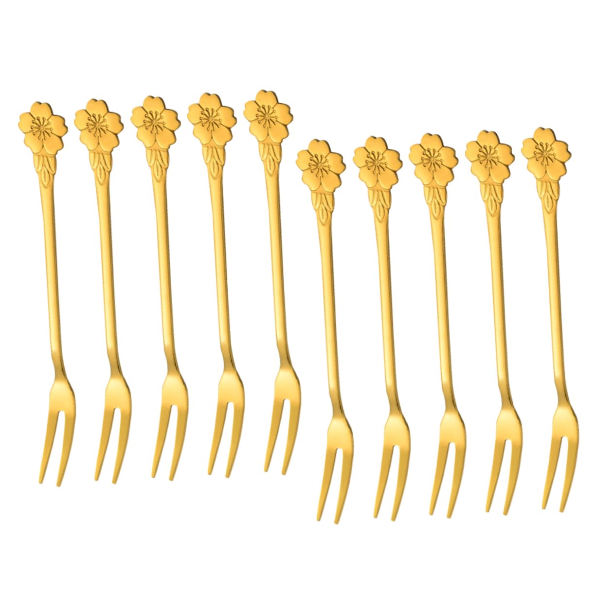 Mikinona 10Pcs Stainless Steel Fruit Forks Multipurpose Dessert Tasting Forks with Smooth Edges for Appetizers Salads Cakes and Cocktails for Parties and Gatherings