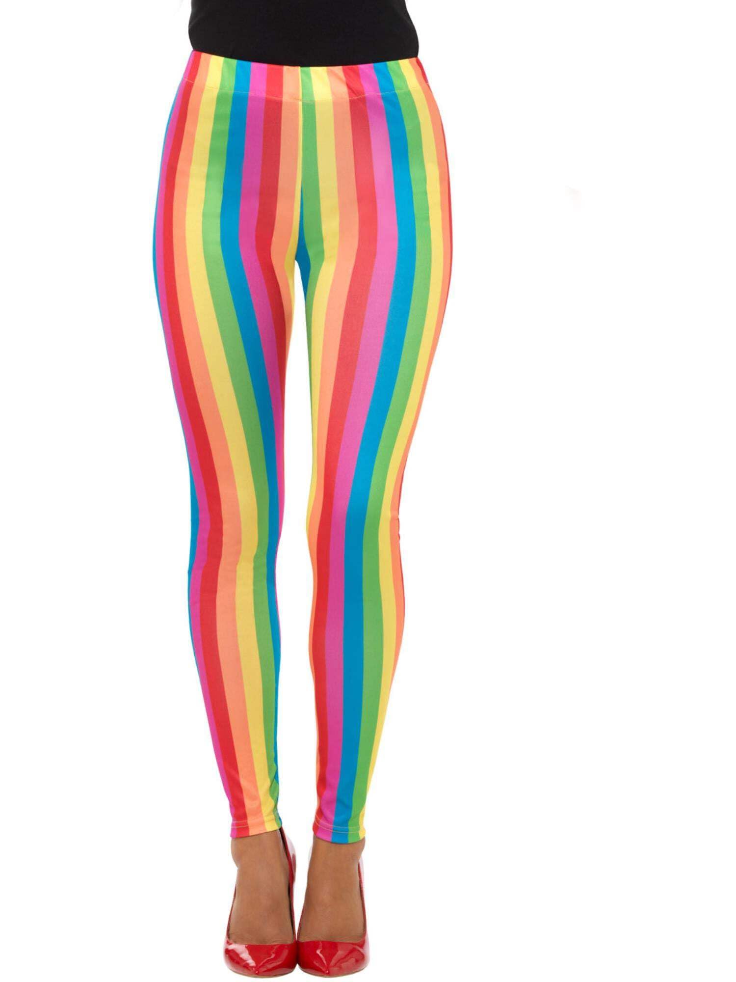 Smiffys Rainbow Clown Leggings, Multi-Coloured, Circus Fancy Dress, Clown Dress Up Accessories Halloween