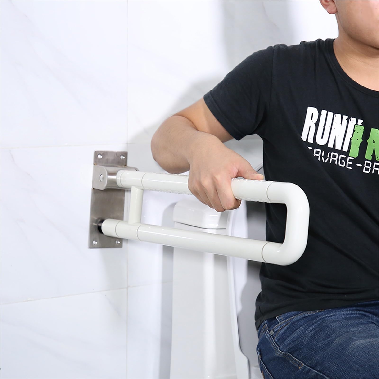 Barras de Apoyo para baños Asa de Apoyo para el baño Barra de Seguridad para Inodoro Asa de Apoyo para el baño Asidero Antideslizante para baño