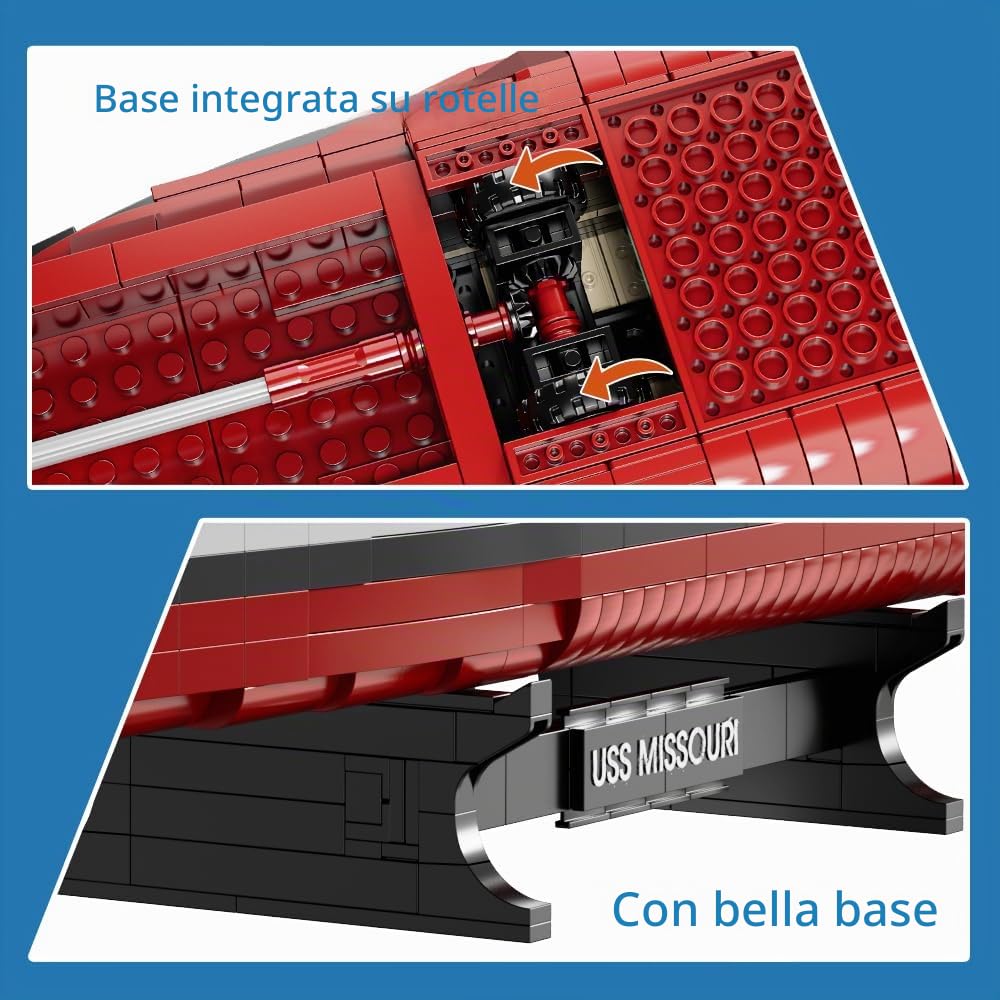 MISINI M6320 Serie Militare WWII Mattoncini da Costruzione con Morsetto della Corazzata USS Missouri, 2228 Pezzi, Grande Set di Giocattoli MOC per Costruzione Regalo per Adulti (Iowa)