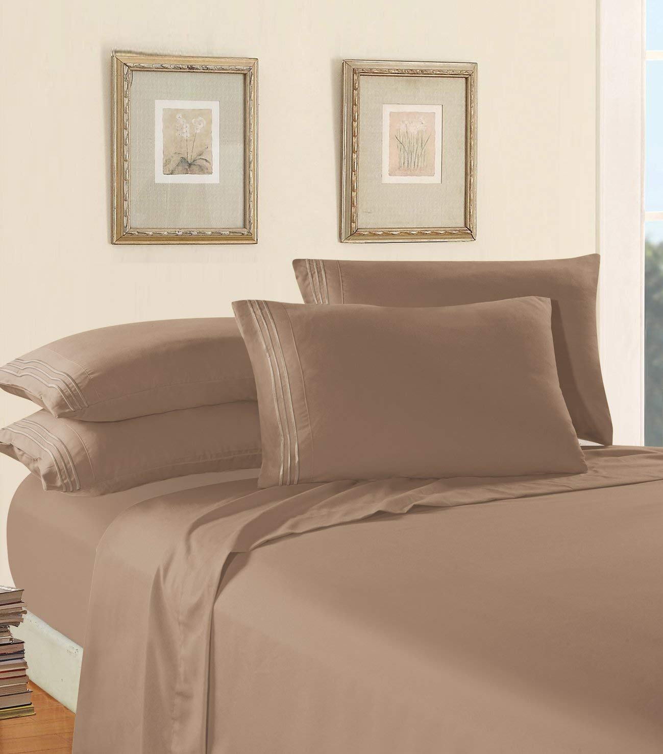 Elegant Comfort Luxury 1500 Microfiber Sheet Set - King, 4-Piece, Deep Pocket 18-24", Hotel Quality
