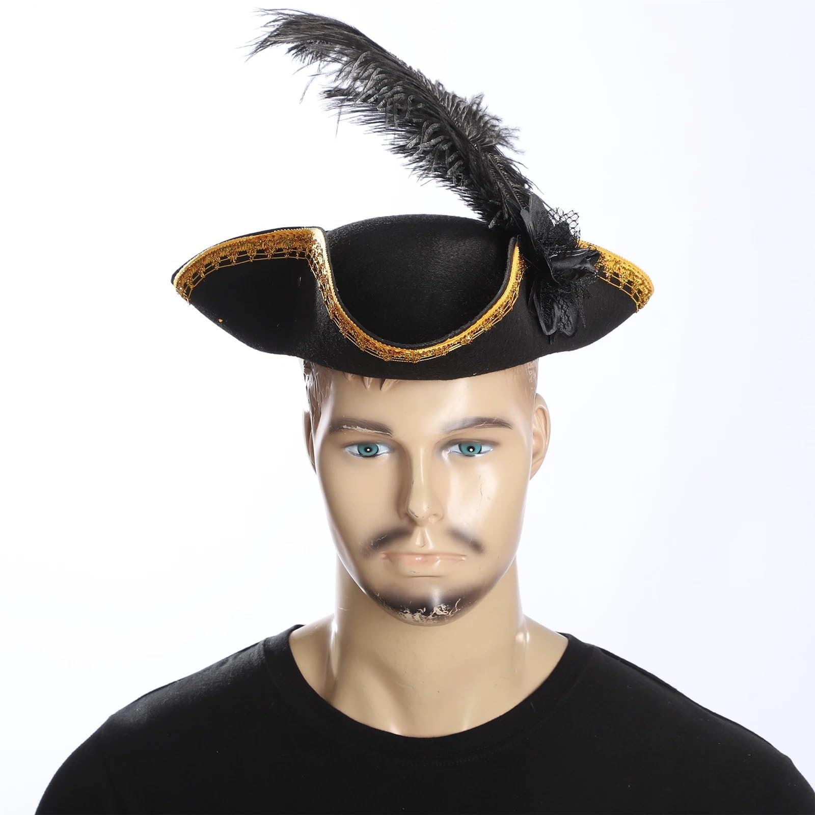 Cappello Pirata Cappello da pirata a tesa larga, cappello capitano for donna e uomo, unisex, a tricorno, berretto festa unico for cosplay