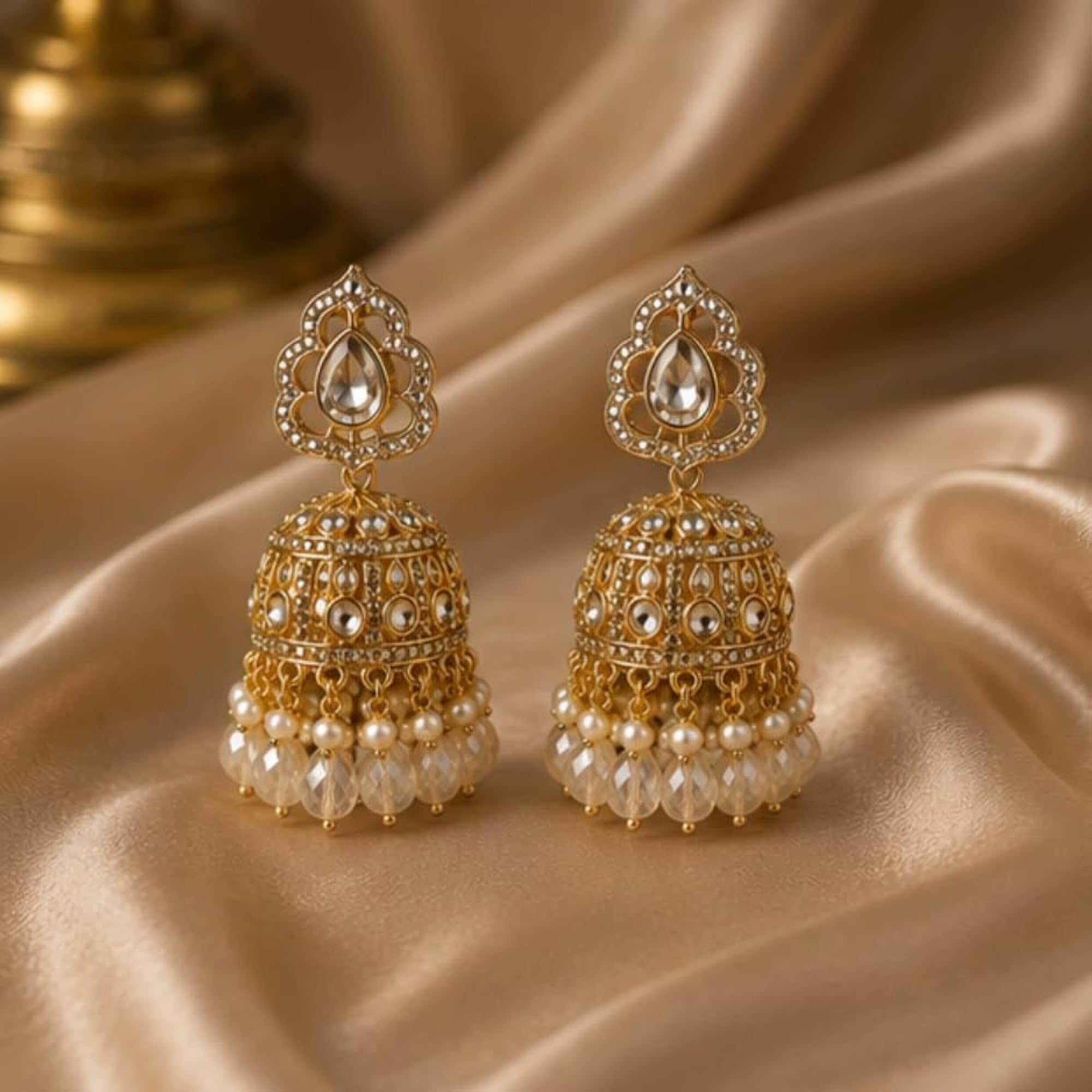 Women's Traditional Brass Dangle Earrings, Antique Gold Plated