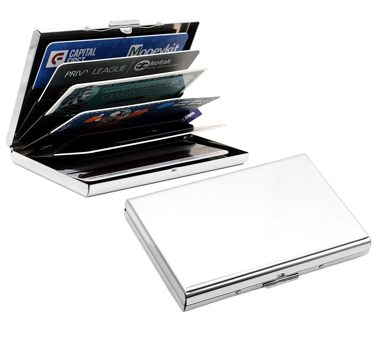 tulman 6 Slot Steel RFID Blocking Credit | Debit | ATM Card Holder for Men & Women - (95x67x15 mm) - Silver-picture-41