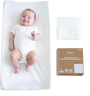 Organic Cotton Changing Table Cover, Neutral Changing Table Pads, 2pk White