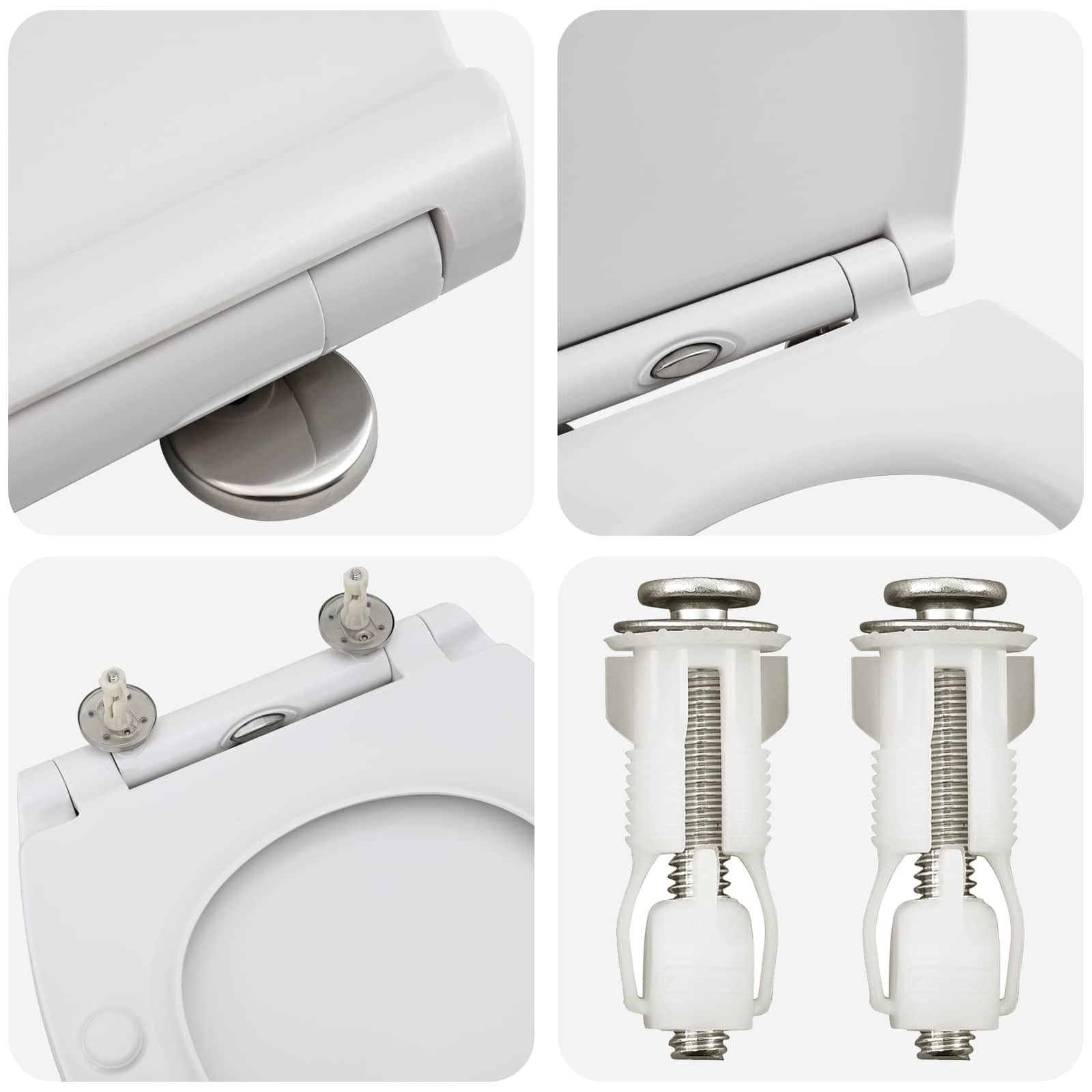 WC Sitz Toilettensitz Weiß Duroplast 45,5 x 37,5 cm Absenkautomatik Scharnier für WC Toilettendeckel Montage Innenbad Komfort Sanitärzubehör