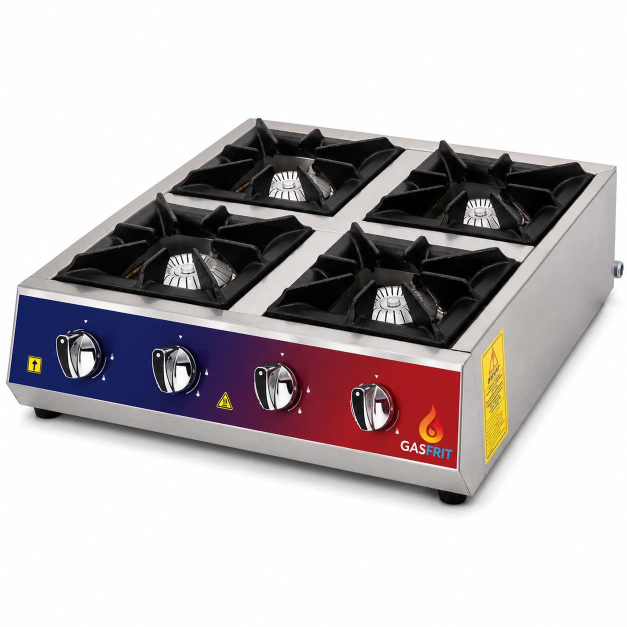Cocina de Gas Profesional E-Line, 2, 3 o 4 Fuegos, Acero Inoxidable, Butano o Propano, Cocina Industrial para Hostelería, Restaurantes, Bares y Cafeterías