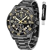 Mens Watches Chronograph Luxury Dress Moon Phase Two Tone Stainless Steel Waterproof Luminous Business Calendar Wrist Watch