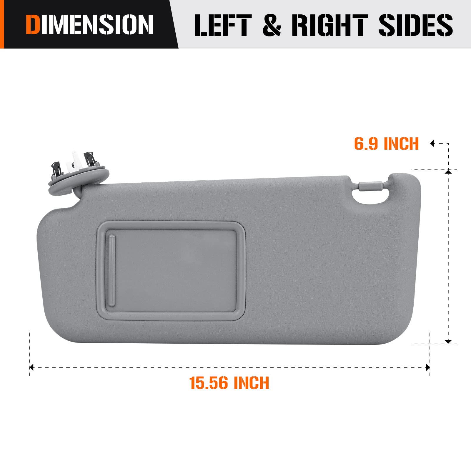 Gray Sun Visor For Toyota RAV4 2006-2013 - Left Driver Side With Sunroof & Light
