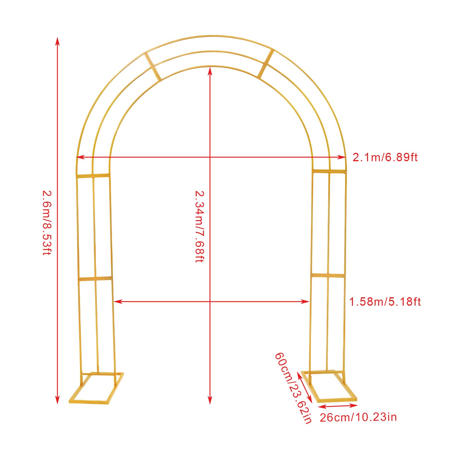 SOKDNHF 6.89X8.53FT Wedding Arch Backdrop Stand, Metal Balloon Arch Stand Kit, Background Decoration Stand For Eddings, Birthday Parties, Christmas Parties