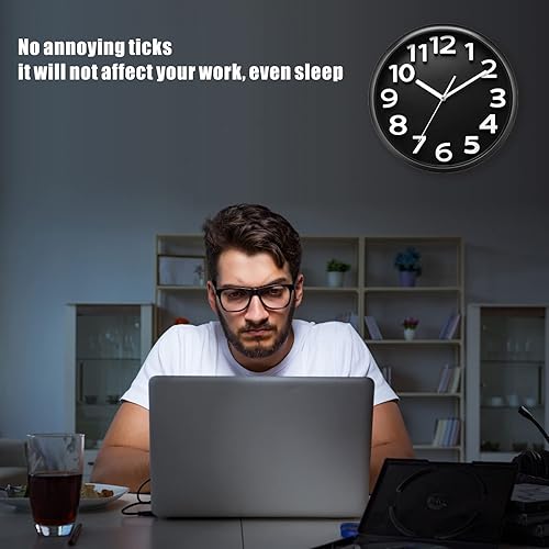 Miniatura 4 de Plumeet reloj de pared grande de 13pulgadas silencioso sin tictac de cuarzo para decoración de sala de estar estilo moderno adecuado para el hogar