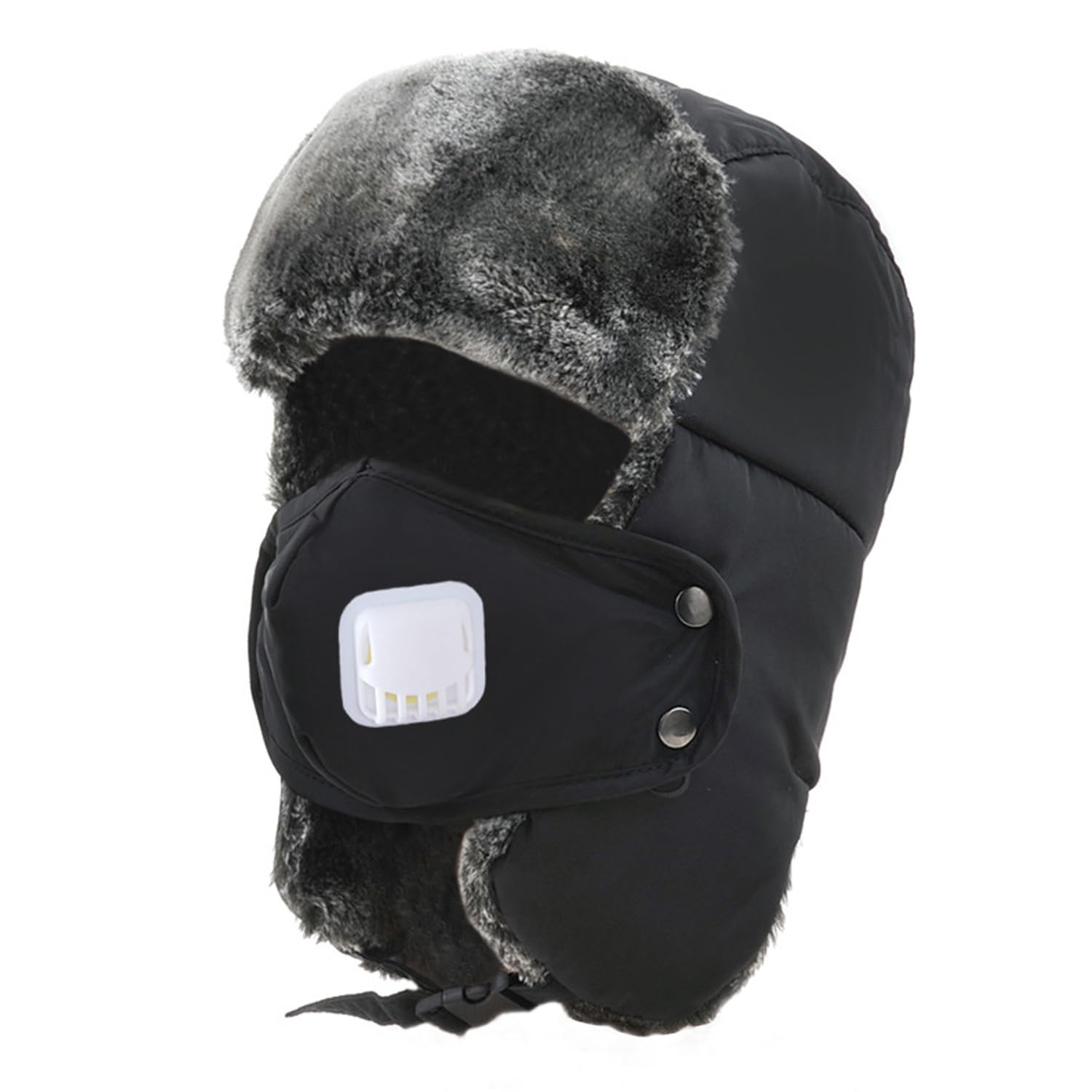 ITODA Warm Bomber Hat Warm Winter Faux Fur Trapper Hat Windproof Ski Hats Thermal Russian Hat for Outdoor Skiing Snowboarding Women Men Grey