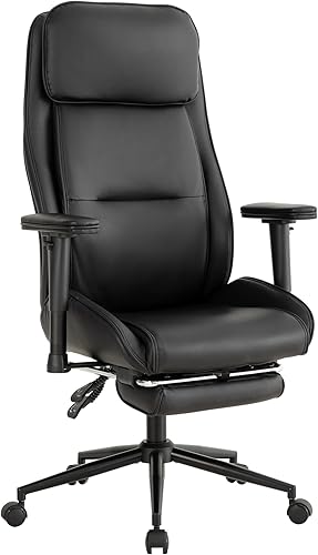 Miniatura 7 de Silla ergonómica de oficina en casa con reposapiés, moderna silla reclinable de piel sintética, sillas ejecutivas de computadora de videojuegos con