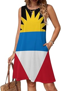 U Neck Sleeveless Sundresses Beach Vacation Dress Loose Swing Sundresses