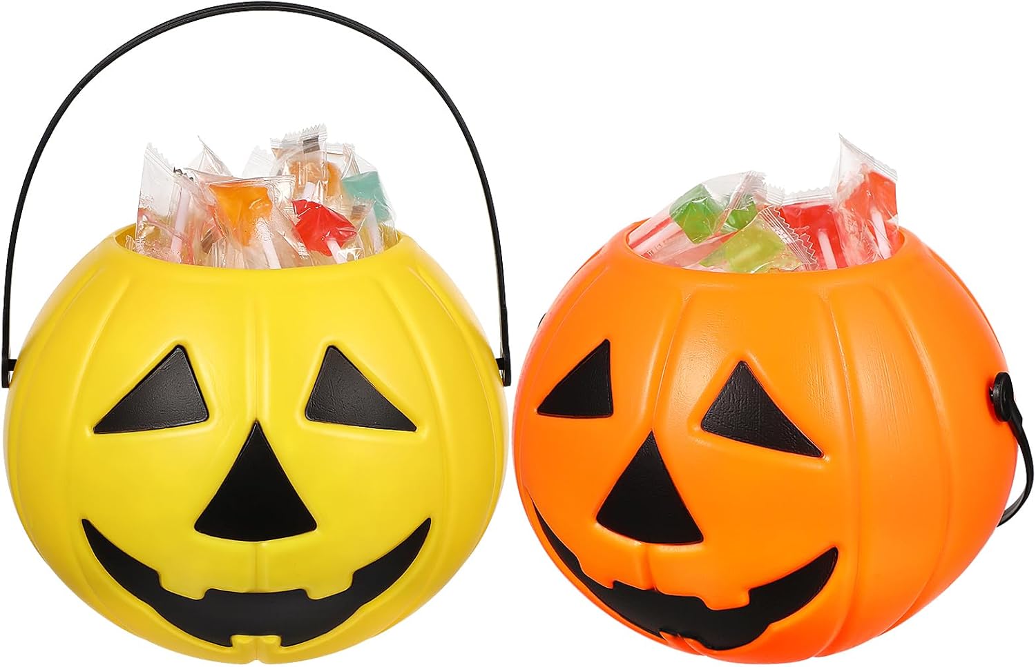 Halloween Pumpkin Bucket Candy Holder with Handle Small 8.3 Inch Trick or Treat Pumpkin Candy Box for Party Decoration and Packaging