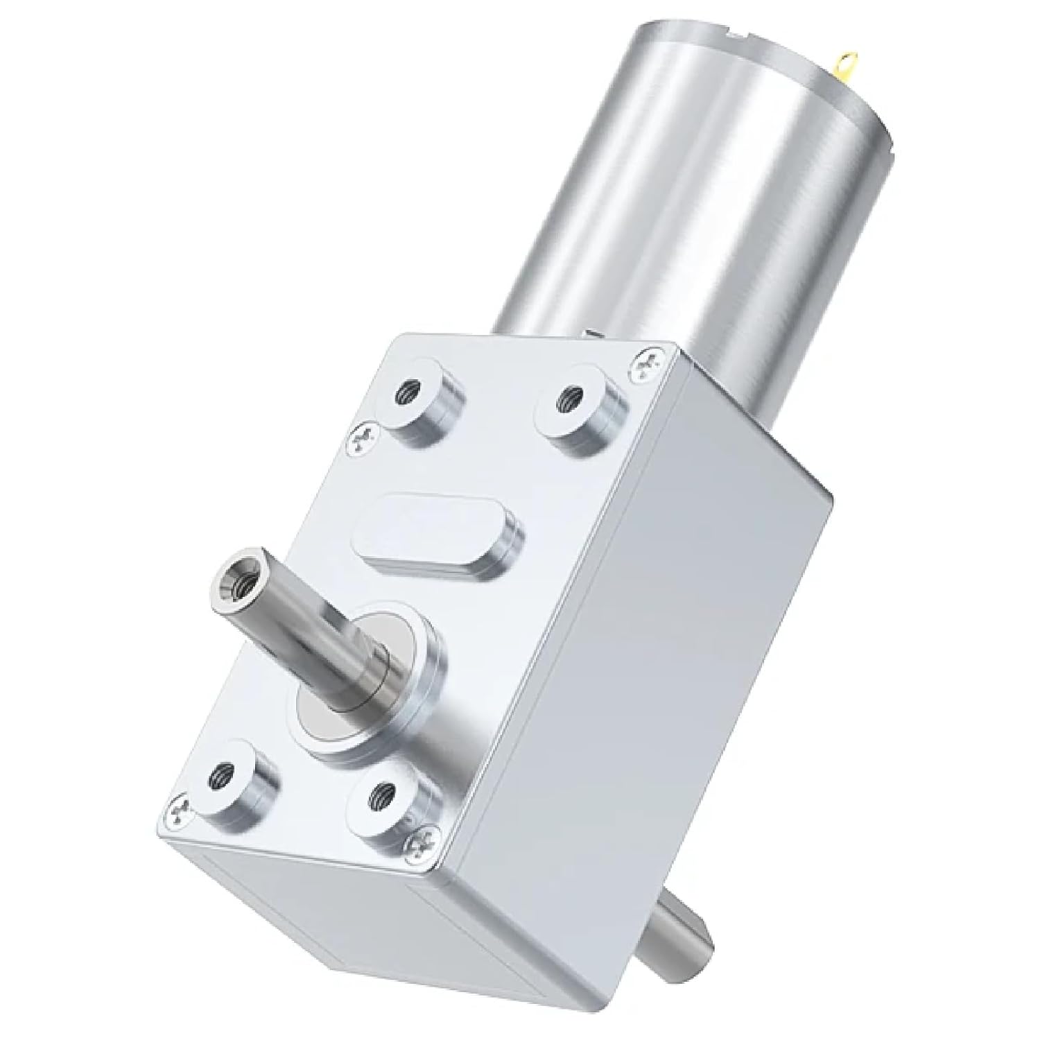 JGY-370 DC Worm Gear Motor, Double Shaft Dual Output, 25KG.CM High Torque, Reversible Self-Lock, All Metal Gears, Pure Copper Coil (92RPM 6V Bracket Motor)