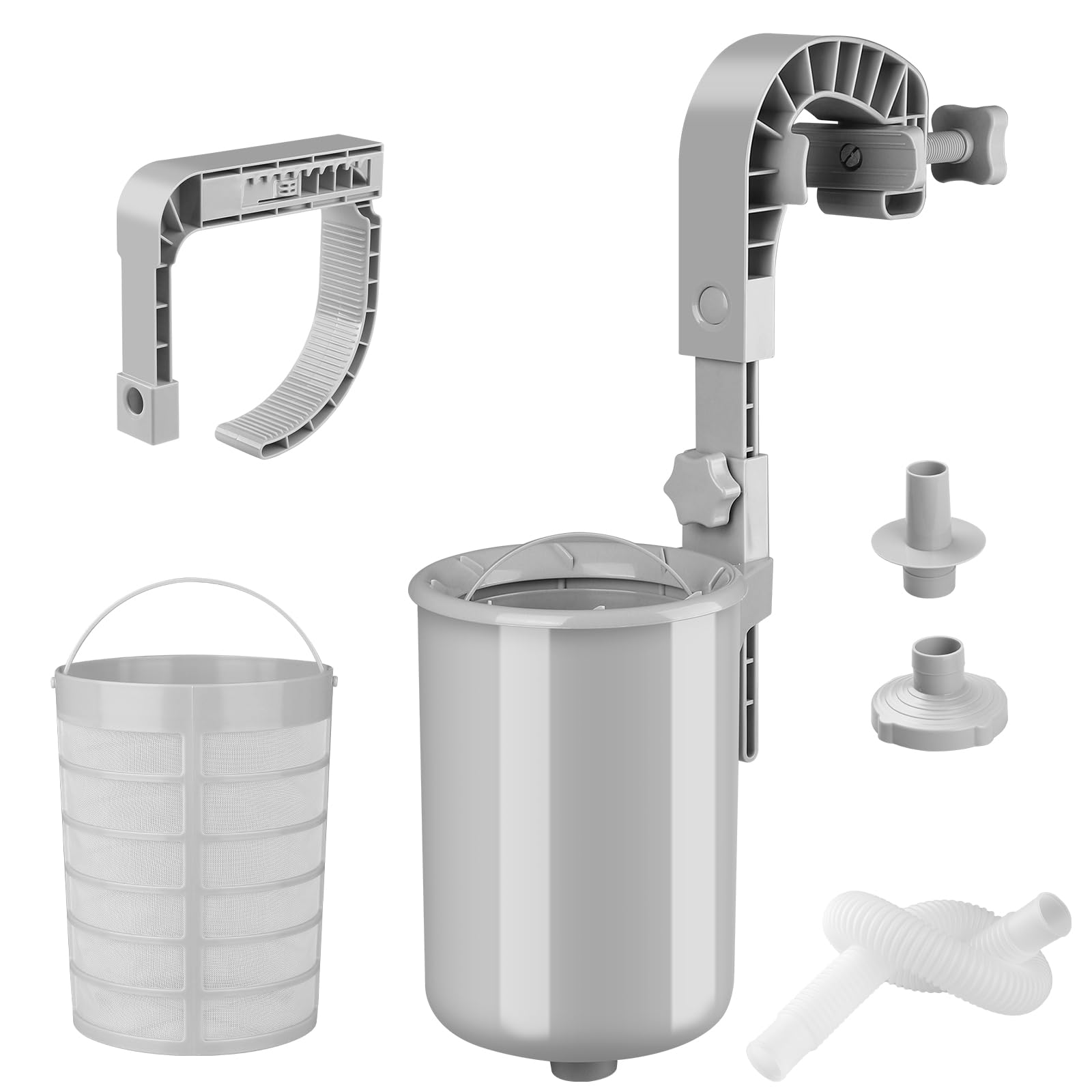 Skimmer per piscina, skimmer regolabile in altezza, montaggio a parete con cestello filtro, setaccio fine, nessuna sostituzione del filtro, skimmer per piscine aperte e con cuscino d'aria, con