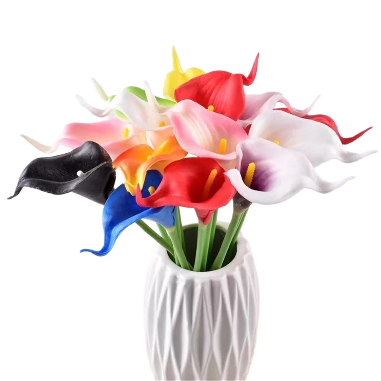 Dcrxz Artificial Flowers 10Pcs Calla Lily Fake White Flowers Wedding Bouquet Artificial Real Touch Latex Flowers Home Wedding Birthday Party Decoration