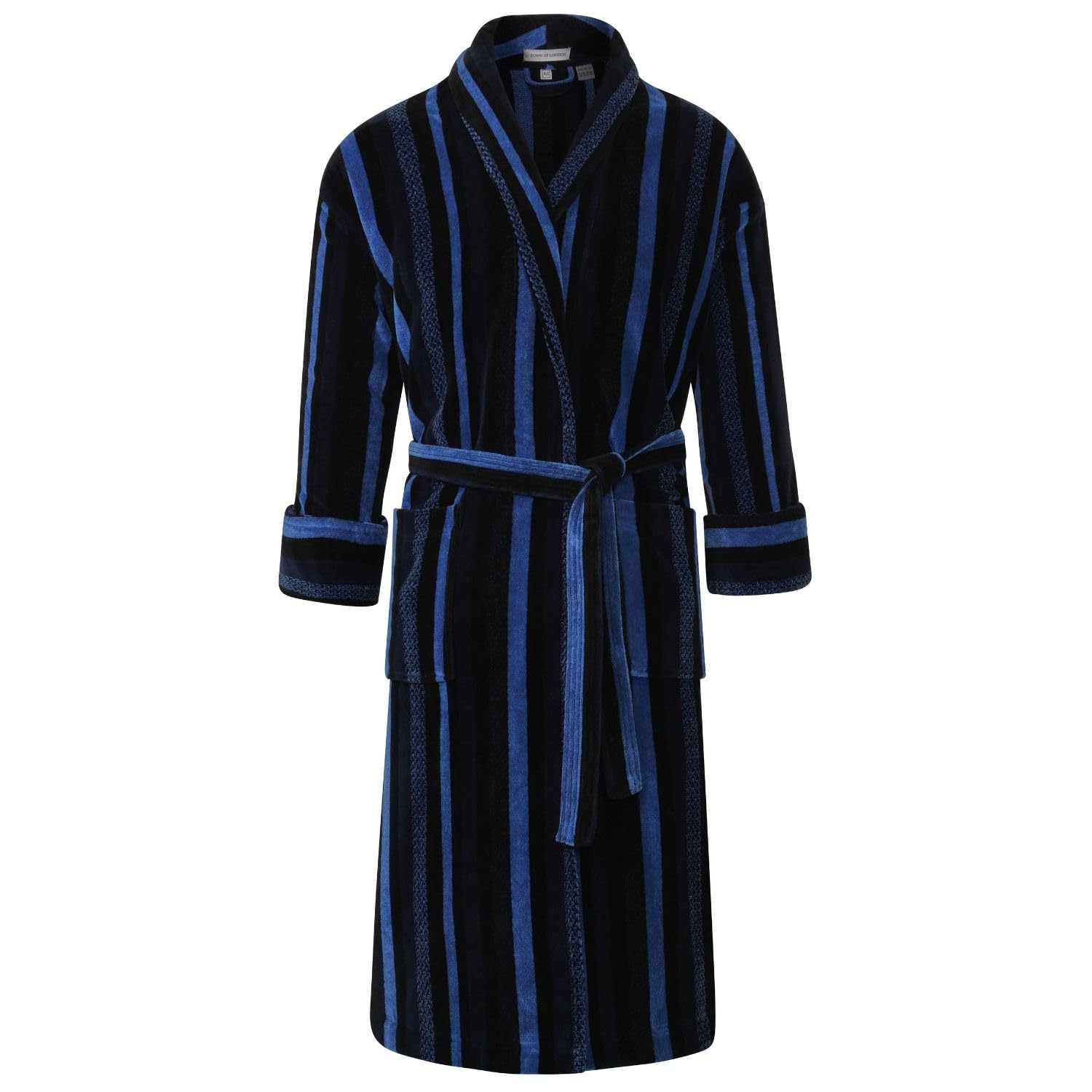 Bown Of London Men's Blue Salcombe 100% Egyptian Cotton Plush Shawl Collar Luxury Dressing Gown - Xl