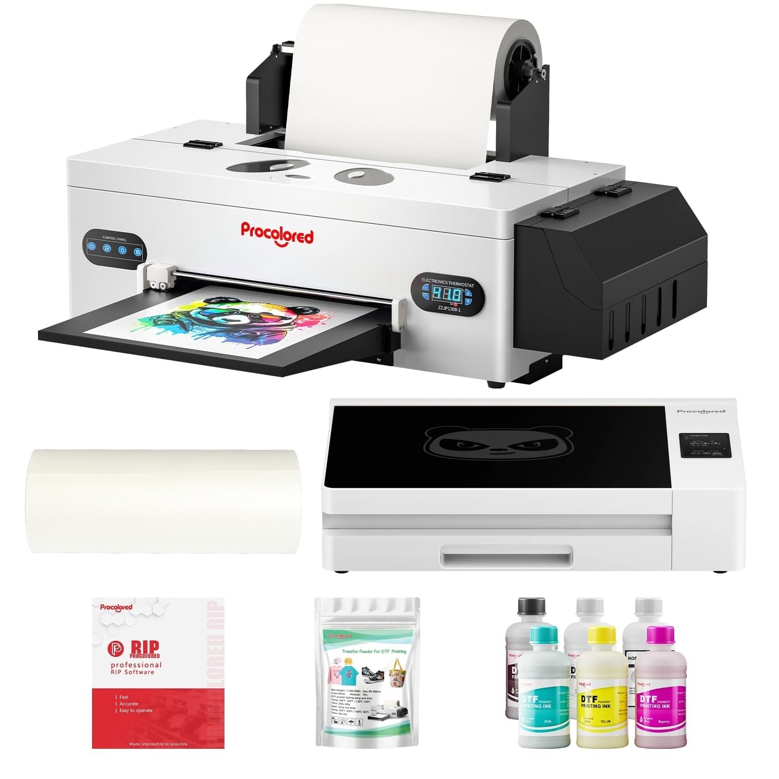 Procolored F13 Panda DTF Printer 13" A3 L1800 T-Shirt Printing Machine Direct to Film with White Ink Circulation and Semi-Automatic Cleaning &amp; Somkeless Oven Premium