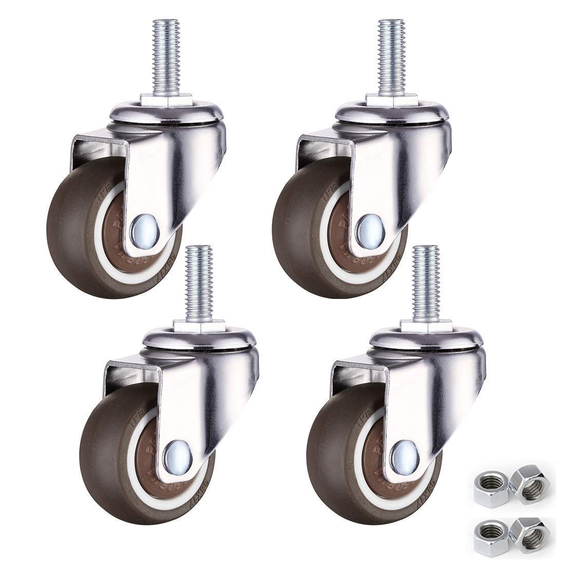 Set of 4 Stem Casters Wheels,TPE Rubber Moving Caster,360 (Color : Universal, Size : 25mm/1inch)