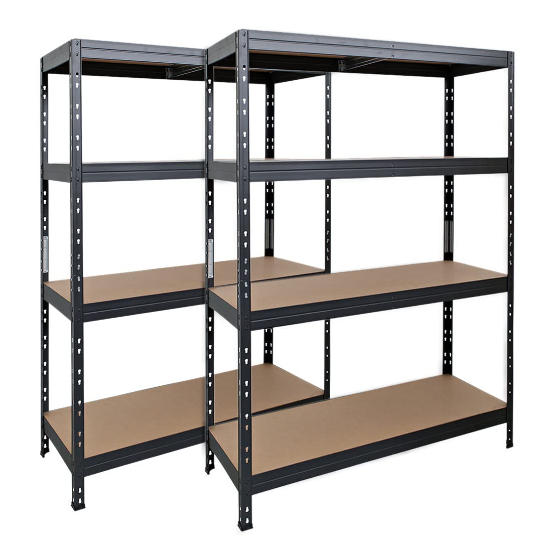 2er-Set Rivet Schwerlastregal mit lackierbaren HDF-Platten, 180x120x45cm (HxBxT), 4 Böden mit je 250kg Tragkraft, anthrazitgrau, praktisches Stecksystem, umweltfreundlich und recycelbar